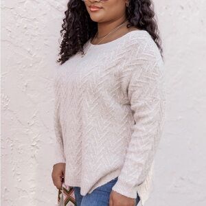 PINK LILY CANDID FEELINGS BOAT NECK TEXTURED SWEATER‎ beige XL